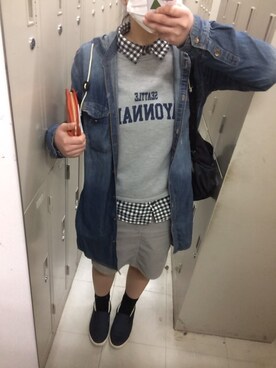 「Lee（リー）のアイテム（スカート）」を使った、risaさん（レディース・157cm）の春コーディネート