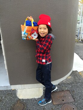 「BLOC（ブロック）のアイテム（帽子）」を使った、そうさん（キッズ・120cm）の秋コーディネート