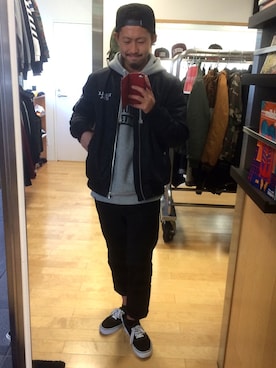 「アイテム（ミリタリージャケット）」を使った、ちゅうさん（メンズ・166cm）の冬コーディネート