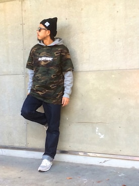 「アイテム（ニットキャップ/ビーニー）」を使った、ちゅうさん（メンズ・166cm）の冬コーディネート