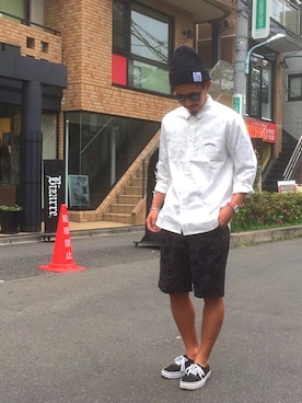 「アイテム（ニットキャップ/ビーニー）」を使った、ちゅうさん（メンズ・166cm）の春コーディネート