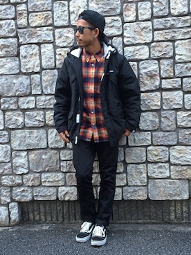 「アイテム（マウンテンパーカー）」を使った、ちゅうさん（メンズ・166cm・20代）の冬コーディネート