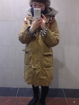 「haco!（ハコ）のアイテム（モッズコート）」を使った、knmさん（レディース・153cm）の冬コーディネート