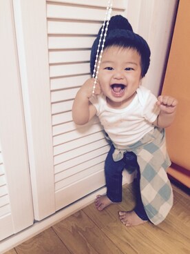 「Carter's（カーターズ）のアイテム（その他トップス）」を使った、JUN0809さん（キッズ・70cm）の秋コーディネート