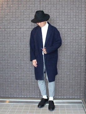 「UNIQLO（ユニクロ）のアイテム（チェスターコート）」を使った、心さん（メンズ・165cm）の秋コーディネート