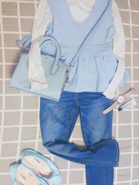 「アイテム（アナログ腕時計、ピンク系）」を使った、弗拉拉さん（レディース・150cm）の春コーディネート