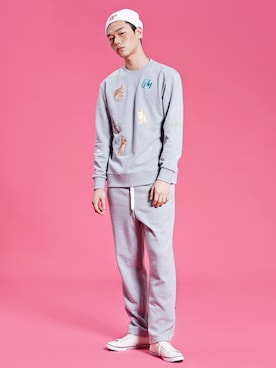 「アイテム（スウェット）」を使った、CLIFさん（メンズ・185cm）の冬コーディネート