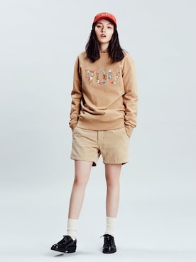 「sweatshirt」｜「アイテム（キャップ）」を使った、CLIFさん（レディース・165cm）の春コーディネート