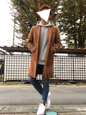 「アイテム（チェスターコート）」を使った、ざっきーさん（メンズ・170cm・10代）の秋コーディネート