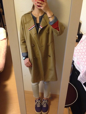 「TOMMY（トミー）のアイテム（ノーカラージャケット）」を使った、りーさん（レディース・156cm）の春コーディネート