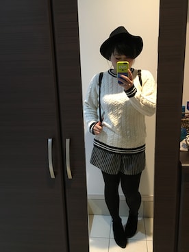 「ツバ広ハット」｜笑美∞さん（レディース・160cm）の秋コーディネート