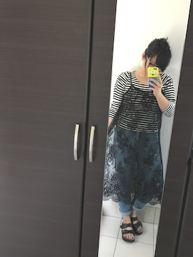 「レースキャミソールワンピ」｜笑美∞さん（レディース・160cm）の夏コーディネート