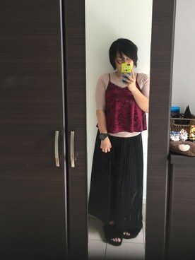 「ベロアキャミ」｜笑美∞さん（レディース・160cm）の秋コーディネート