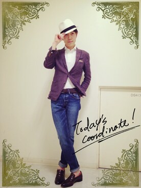 「UNIVERSAL LANGUAGE（ユニバーサルランゲージ）のアイテム（シューズ）」を使った、Tadakazu Nogukiさん（メンズ・175cm）の春コーディネート