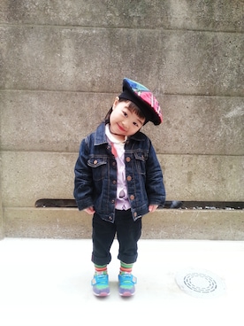 「タータンチェック」｜itohiさん（キッズ・80cm）の冬コーディネート