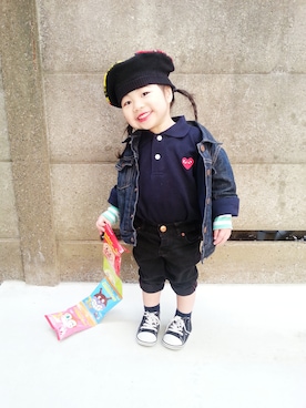 「タータンチェック」｜itohiさん（キッズ・80cm）の春コーディネート