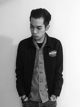 「OVERKILL inc.（オーバーキル）のアイテム（パンツ）」を使った、Chris Wayneさん（メンズ・175cm）の春コーディネート