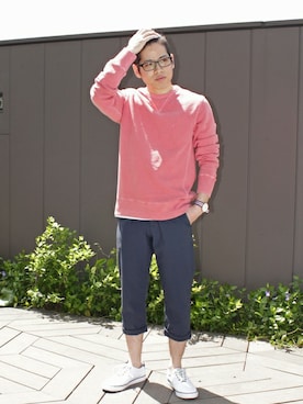 「TOMMY HILFIGER（トミーヒルフィガー）のアイテム（Tシャツ/カットソー）」を使った、AKIさん（メンズ・165cm）の春コーディネート