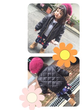 「H&M（エイチ・アンド・エム）のアイテム（ミリタリージャケット）」を使った、‎⋆KOHA‎⋆さん（キッズ・80cm）の秋コーディネート