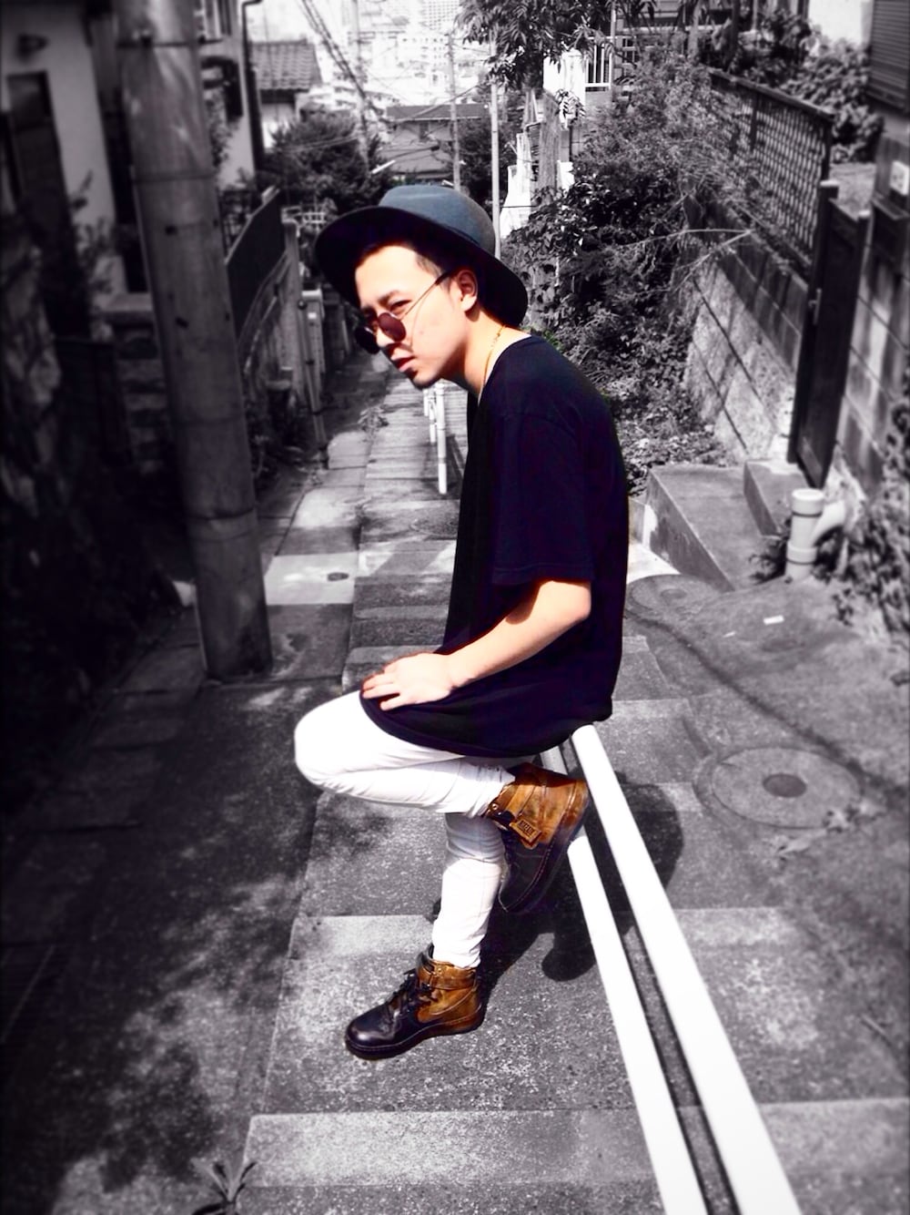 「NIKE AIR FORCE、PIGALLE、simple、hat」｜「NIKEのアイテム（ブーツ、ブラック系）」を使った、keisukediaryさん（メンズ・170cm）の秋コーディネートの1枚目の写真