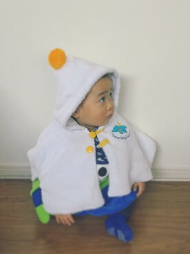 「アイテム（ママ＆ベビー、グリーン系）」を使った、みぃさん（キッズ・80cm）の秋コーディネート