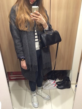 「Saint Laurent」｜「アイテム（ダウンジャケット/コート）」を使った、dolceさん（レディース・162cm）の冬コーディネート