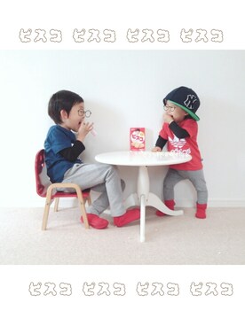 「INHABITANT（インハビタント）のアイテム」を使った、ピスコ☆兄妹さん（キッズ・80cm）の春コーディネート