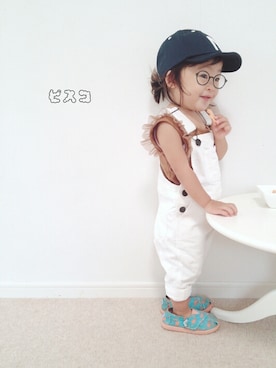 「1歳半」｜「アイテム（モカシン/デッキシューズ）」を使った、ピスコ☆兄妹さん（キッズ・80cm）の秋コーディネート