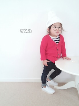 「アイテム（ラッピングキット、レッド系）」を使った、ピスコ☆兄妹さん（キッズ・80cm）の冬コーディネート