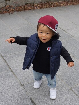「babygap」｜「アイテム（ダウンベスト）」を使った、たいさん（キッズ・80cm）の冬コーディネート