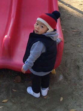 「babygap」｜「アイテム（ダウンベスト）」を使った、たいさん（キッズ・80cm）の冬コーディネート