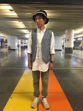 「DEMARCOLAB（デマルコラブ）のアイテム（帽子）」を使った、caperさん（メンズ・165cm）の春コーディネート