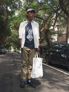 「plain-me（プレインミー）のアイテム（シューズ）」を使った、caperさん（メンズ・165cm）の夏コーディネート