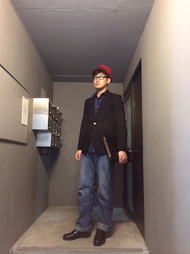 「Waste(twice)（ウェストトゥワイス）のアイテム（バッグ）」を使った、INDVEさん（メンズ・188cm）の冬コーディネート