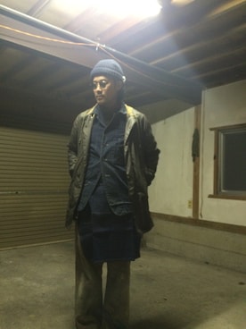 「同色コーデ」｜「アイテム（その他アウター）」を使った、INDVEさん（メンズ・188cm）の冬コーディネート