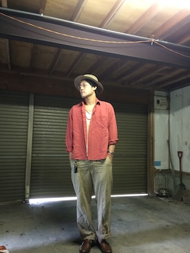 「OLD JOE & CO.（オールドジョーアンドコー）のアイテム（パンツ）」を使った、INDVEさん（メンズ・188cm）の秋コーディネート
