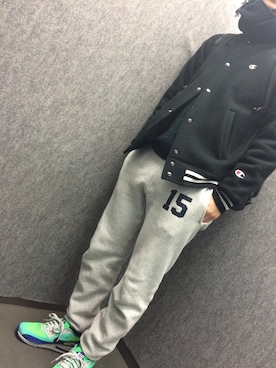 「AIR MAX」｜「アイテム（スタジャン）」を使った、kkidikさん（メンズ・173cm）の冬コーディネート