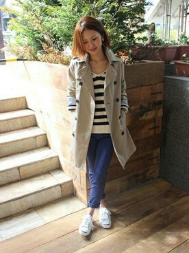 「JOURNAL STANDARD relume（ジャーナルスタンダード　レリューム）のアイテム（トレンチコート）」を使った、Makkieさん（レディース・156cm）の春コーディネート