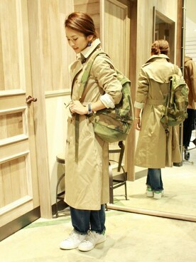 「JOURNAL STANDARD relume（ジャーナルスタンダード　レリューム）のアイテム（トレンチコート）」を使った、Makkieさん（レディース・158cm）の冬コーディネート