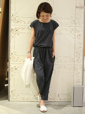 「relume」｜「アイテム（サロペット/オーバーオール）」を使った、Makkieさん（レディース・158cm）の夏コーディネート