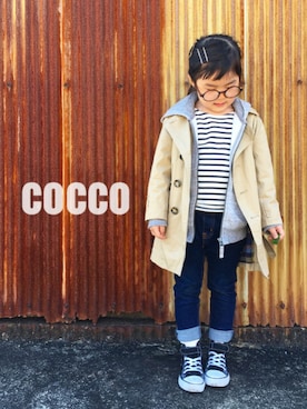 「Right-on（ライトオン）のアイテム（トレンチコート）」を使った、cocco♡さん（キッズ・110cm）の春コーディネート