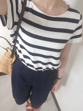 「NOMBRE IMPAIR（ノンブルアンペール）のアイテム（Tシャツ/カットソー）」を使った、Kao.89さん（レディース・163cm）の夏コーディネート