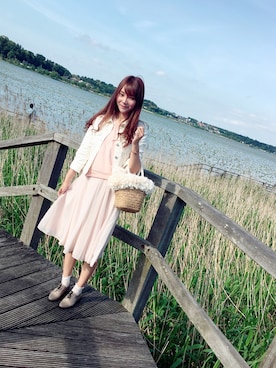 「白ピンクコーデ」｜甜甜私房miyu喵さん（レディース・168cm）の春コーディネート