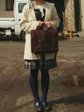 「アイテム（タイツ/ストッキング、ブルー系）」を使った、れいん坊🌈さん（レディース・161cm）の春コーディネート