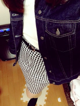 「コクーンスカート」｜「アイテム（デニムジャケット）」を使った、risakoさん（レディース・163cm）の春コーディネート