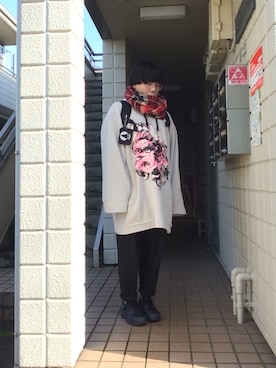「air huarache」｜「アイテム（パンツ）」を使った、やすじさん（メンズ・171cm）の冬コーディネート