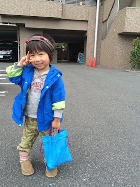 「アイテム（マウンテンパーカー、ブルー系）」を使った、nanananaさん（キッズ・100cm）の春コーディネート