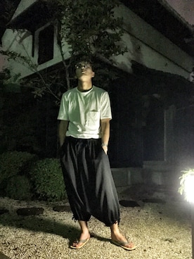 「7月WEAR夏のサンダル祭り」｜「アイテム（スラックス）」を使った、KE-TAさん（メンズ・178cm）の夏コーディネート