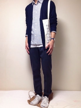 「H&M（エイチ・アンド・エム）のアイテム（バッグ、ホワイト系）」を使った、kenさん（メンズ・186cm）の冬コーディネート