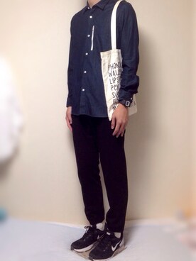 「BLACK&BLUE（ブラックアンドブルー）のアイテム（トップス）」を使った、kenさん（メンズ・186cm）の夏コーディネート